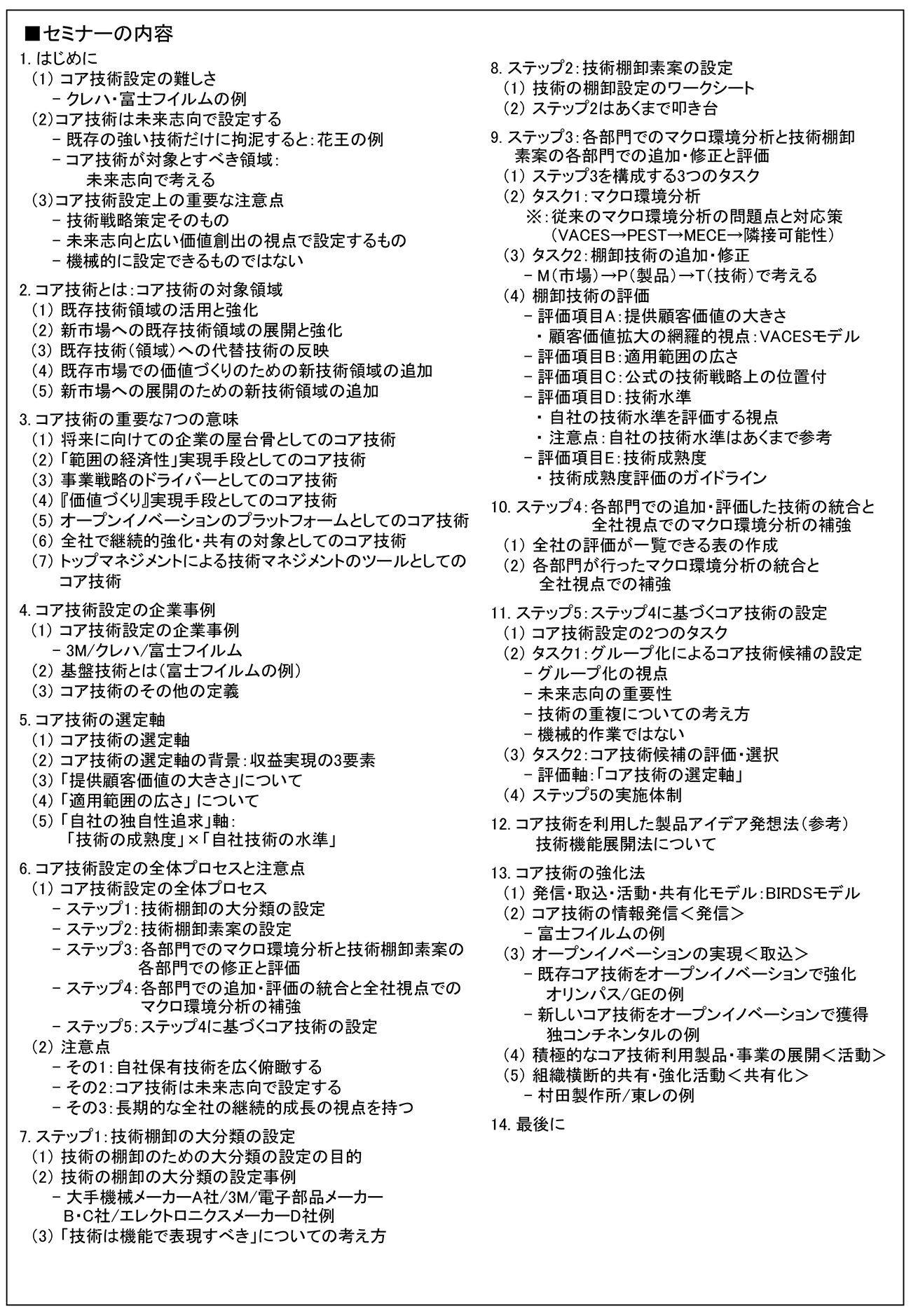 自社の長期的・持続的成長のための自社保有技術の棚卸と未来志向でのコア技術の設定、開催日： 2023年7月18日（火） 　【オンラインLive配信】